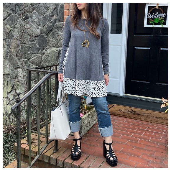 04 Boho Solid French Terry Tunic Top - Picture 7 of 7